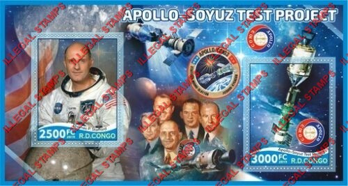 Congo Democratic Republic 2019 Apollo Soyuz Test Project Illegal Stamp Souvenir Sheet of 2