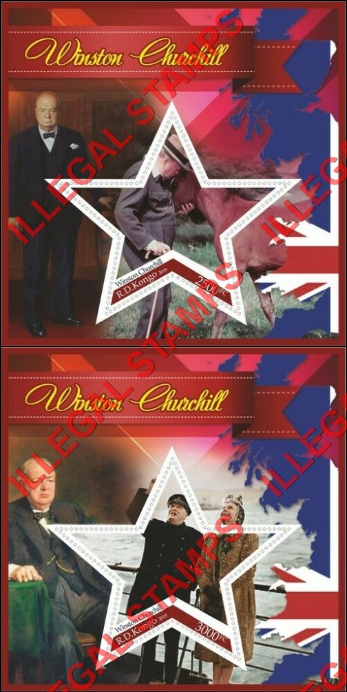 Congo Democratic Republic 2019 Winston Churchill Illegal Stamp Souvenir Sheets of 1 (Part 3)