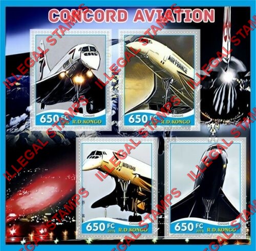 Congo Democratic Republic 2019 Concorde Aviation Illegal Stamp Souvenir Sheet of 4