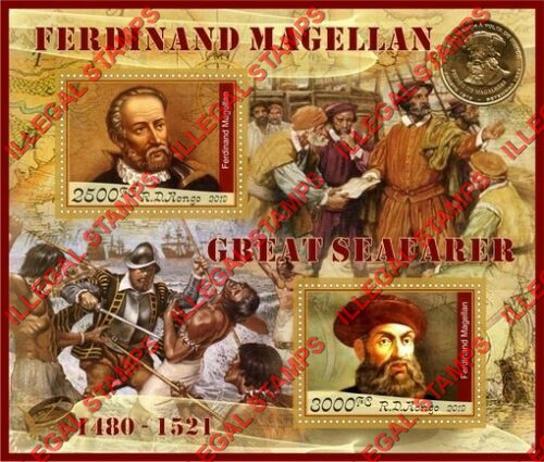 Congo Democratic Republic 2019 Ferdinand Magellan Illegal Stamp Souvenir Sheet of 2