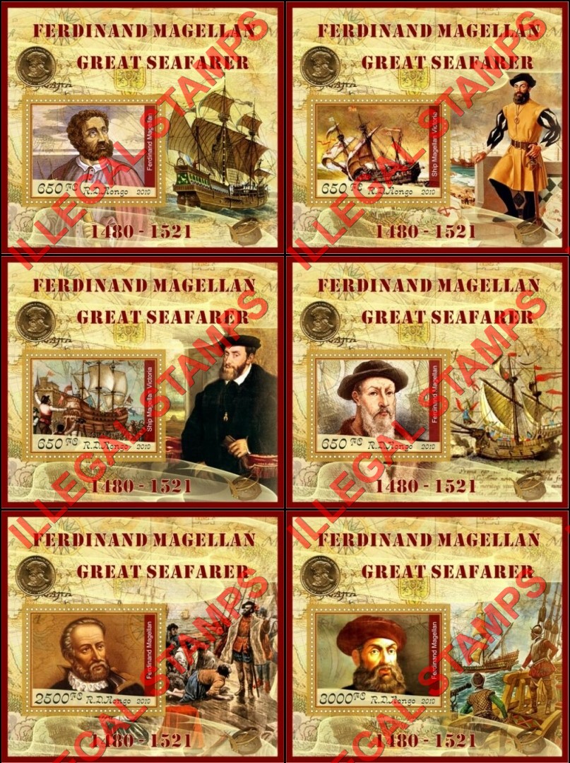 Congo Democratic Republic 2019 Ferdinand Magellan Illegal Stamp Souvenir Sheets of 1