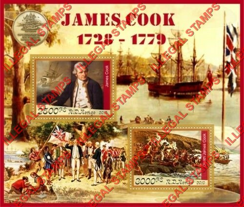 Congo Democratic Republic 2019 James Cook Illegal Stamp Souvenir Sheet of 2