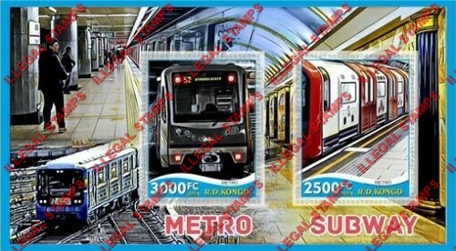 Congo Democratic Republic 2019 Metro Subway Illegal Stamp Souvenir Sheet of 2