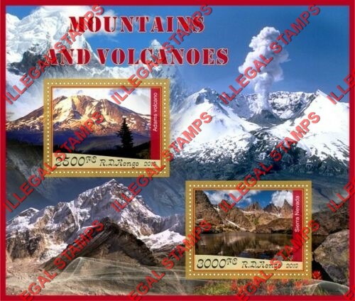 Congo Democratic Republic 2019 Mountains and Volcanoes Illegal Stamp Souvenir Sheet of 2