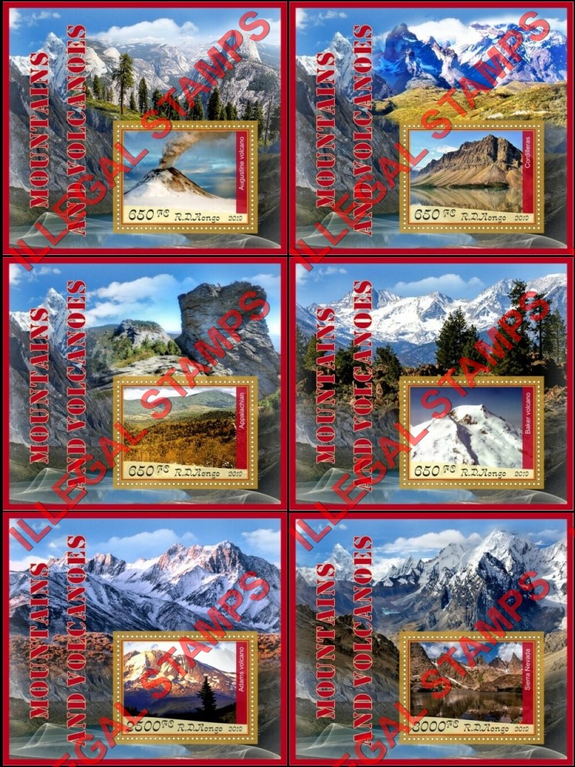 Congo Democratic Republic 2019 Mountains and Volcanoes Illegal Stamp Souvenir Sheets of 1
