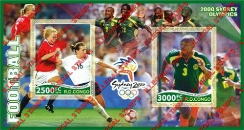 Congo Democratic Republic 2019 Olympics Football (Soccer) Sydney 2000 Illegal Stamp Souvenir Sheet of 2