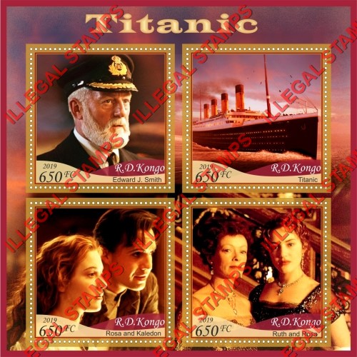 Congo Democratic Republic 2019 Titanic Illegal Stamp Souvenir Sheet of 4