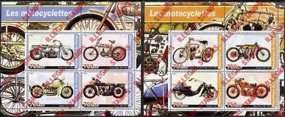 Congo Republic 2003 Motorcycles Illegal Stamp Souvenir Sheets of 4