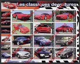 Congo Republic 2004 Classic Cars Ferrari and Aston Martin Illegal Stamp Souvenir Sheet of 12