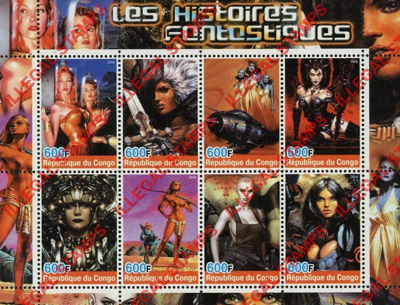 Congo Republic 2004 History of Fantasy Illegal Stamp Souvenir Sheet of 8