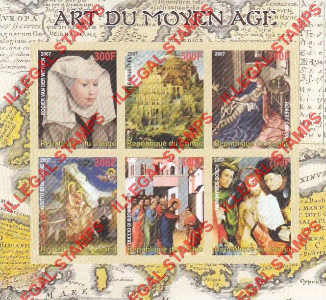 Congo Republic 2007 Classical Art Illegal Stamp Souvenir Sheet of 6