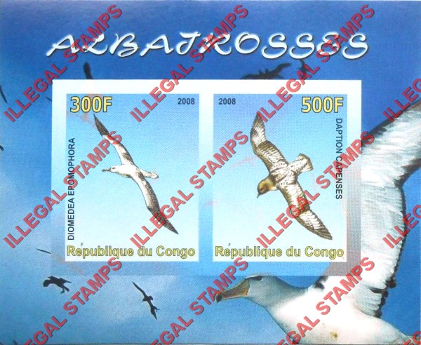 Congo Republic 2008 Birds Albatros Illegal Stamp Souvenir Sheet of 2