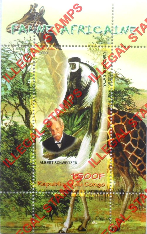 Congo Republic 2009 African Fauna Animals Illegal Stamp Souvenir Sheet of 1