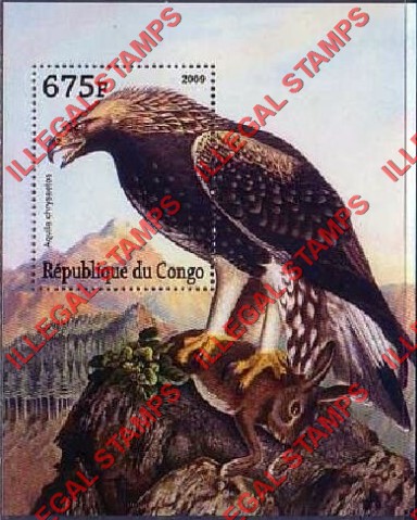 Congo Republic 2009 Birds of Prey Illegal Stamp Souvenir Sheet of 1