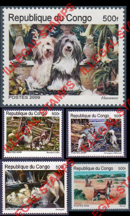 Congo Republic 2009 Dogs Illegal Stamps