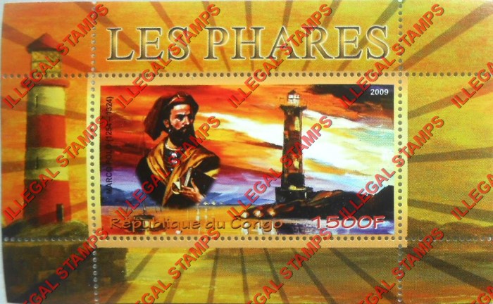 Congo Republic 2009 Lighthouses Marco Polo Illegal Stamp Souvenir Sheet of 1