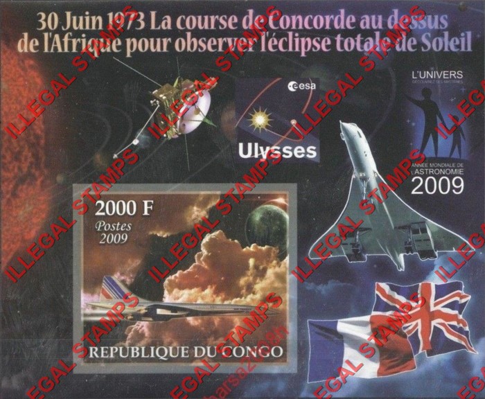 Congo Republic 2009 Space Concorde Illegal Stamp Souvenir Sheet of 1