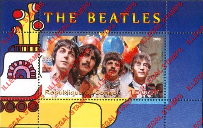 Congo Republic 2009 The Beatles Illegal Stamp Souvenir Sheet of 1