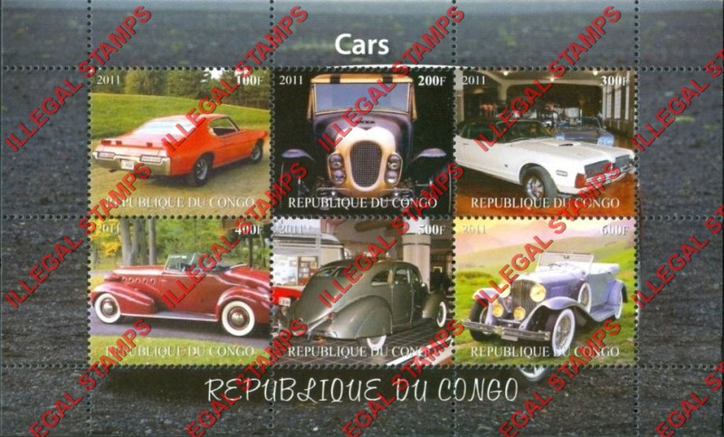 Congo Republic 2011 Cars Illegal Stamp Souvenir Sheets of 6 (Part 4)