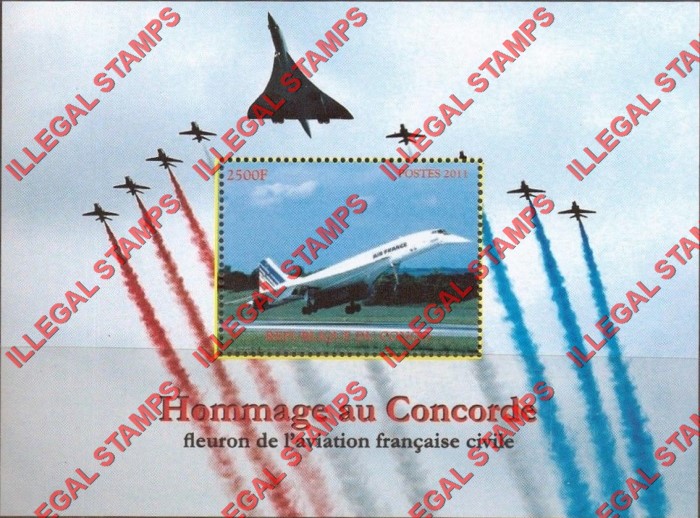 Congo Republic 2011 Concorde Illegal Stamp Souvenir Sheet of 1