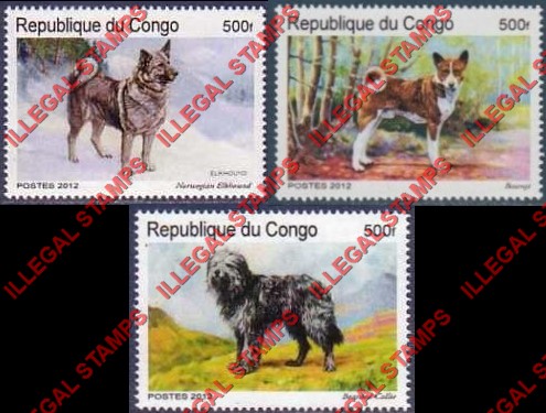 Congo Republic 2012 Dogs Illegal Stamps