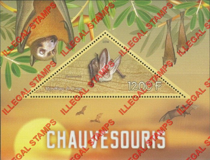 Congo Republic 2014 Bats Illegal Stamp Souvenir Sheet of 1