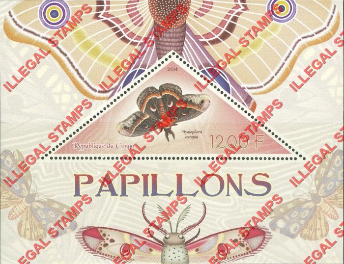Congo Republic 2014 Butterflies Illegal Stamp Souvenir Sheet of 1