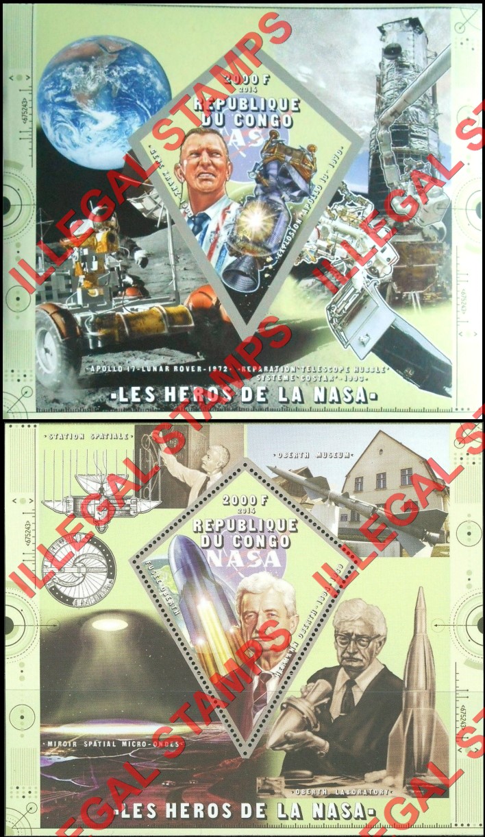 Congo Republic 2014 Heroes of NASA Illegal Stamp Souvenir Sheets of 1 (Part 2)