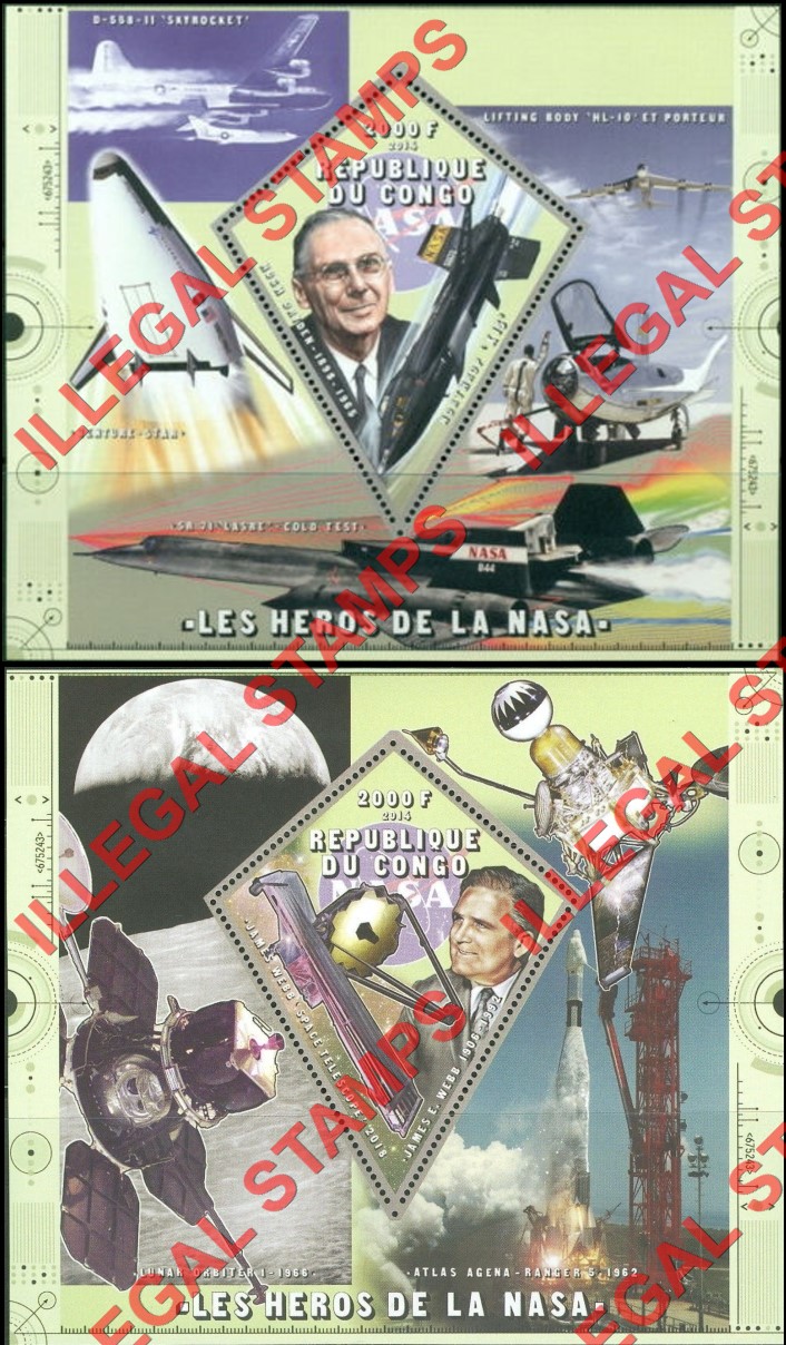 Congo Republic 2014 Heroes of NASA Illegal Stamp Souvenir Sheets of 1 (Part 3)