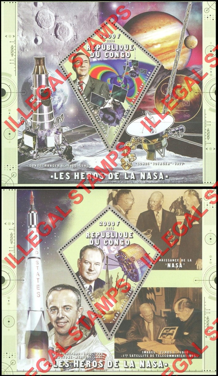 Congo Republic 2014 Heroes of NASA Illegal Stamp Souvenir Sheets of 1 (Part 4)