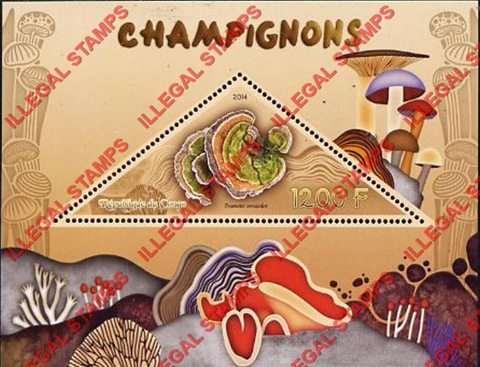 Congo Republic 2014 Mushrooms Illegal Stamp Souvenir Sheet of 1