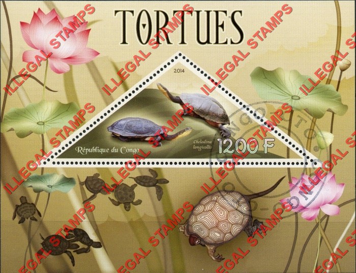 Congo Republic 2014 Turtles Illegal Stamp Souvenir Sheet of 1