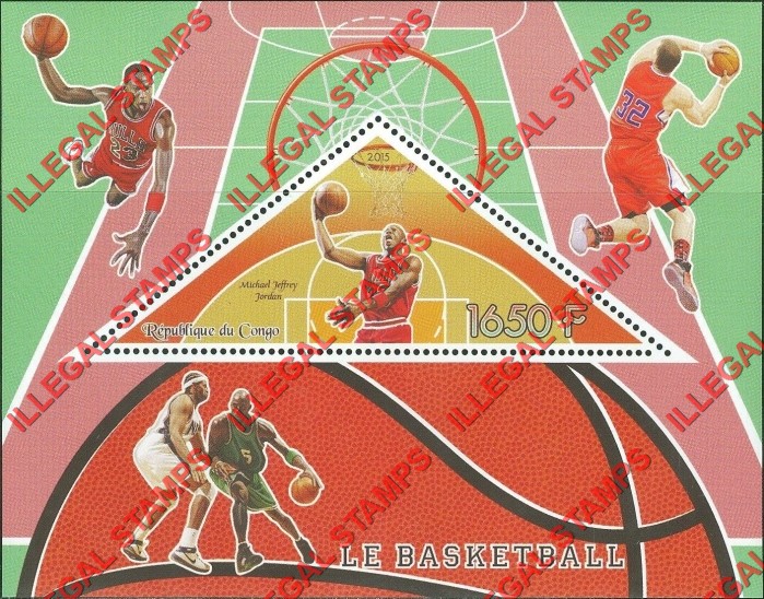 Congo Republic 2015 Basketball Illegal Stamp Souvenir Sheet of 1