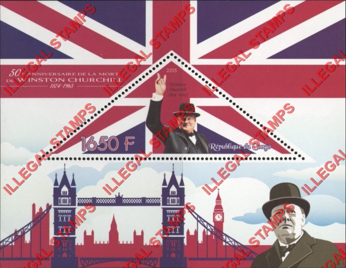Congo Republic 2015 Winston Churchill Death Anniversary Illegal Stamp Souvenir Sheet of 1