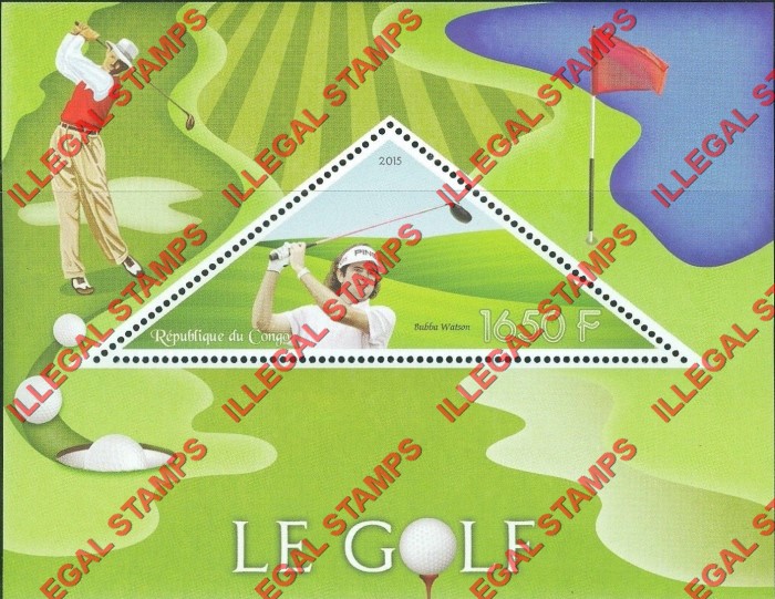 Congo Republic 2015 Golf Illegal Stamp Souvenir Sheet of 1