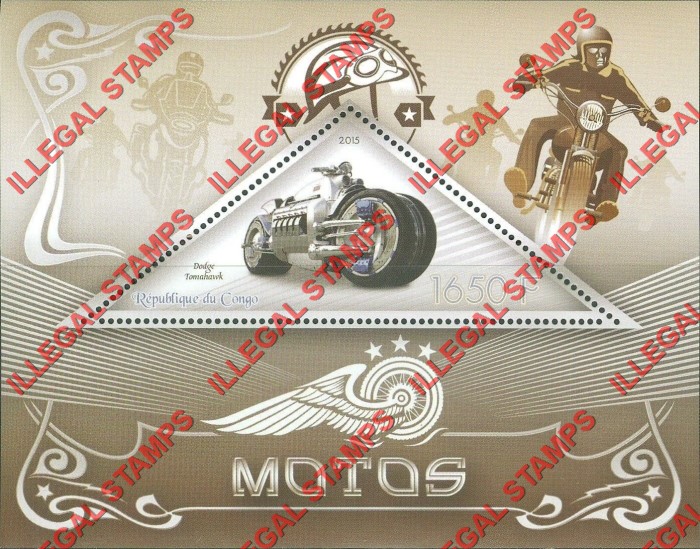 Congo Republic 2015 Motorcycles Illegal Stamp Souvenir Sheet of 1