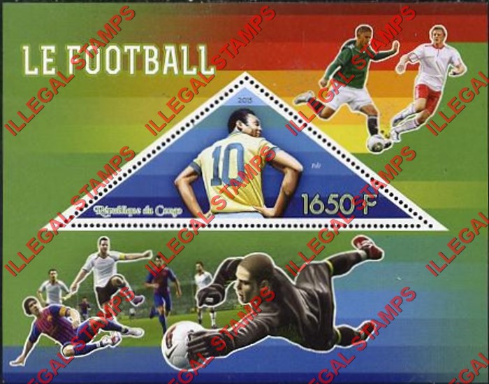 Congo Republic 2015 Soccer Football Illegal Stamp Souvenir Sheet of 1