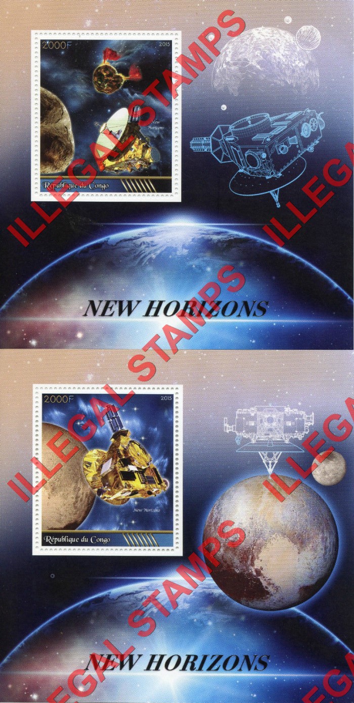 Congo Republic 2015 Space New Horizons Illegal Stamp Souvenir Sheets of 1