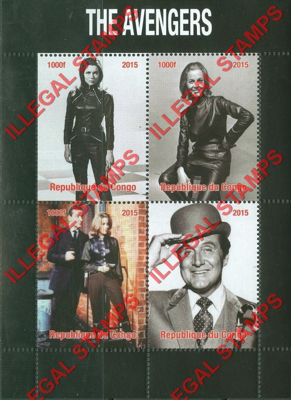 Congo Republic 2015 The Avengers Illegal Stamp Souvenir Sheet of 4
