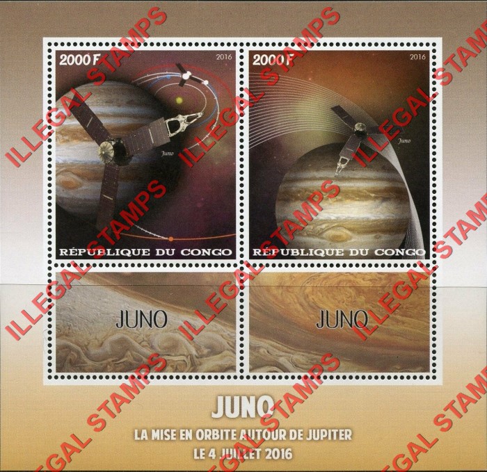 Congo Republic 2016 Space JUNO Illegal Stamp Souvenir Sheet of 2