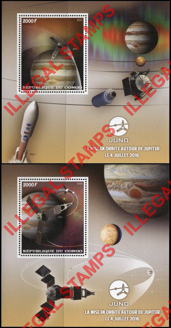 Congo Republic 2016 Space JUNO Illegal Stamp Souvenir Sheets of 1
