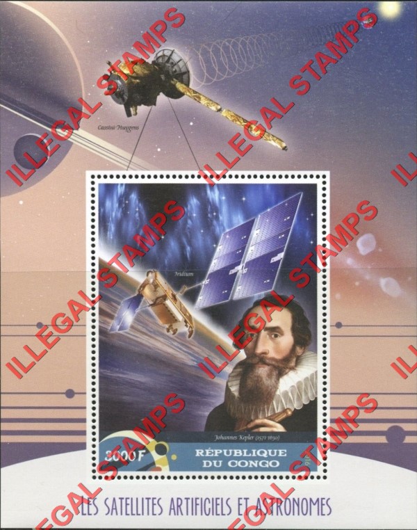 Congo Republic 2016 Space Satellites and Astronomers Illegal Stamp Souvenir Sheet of 1