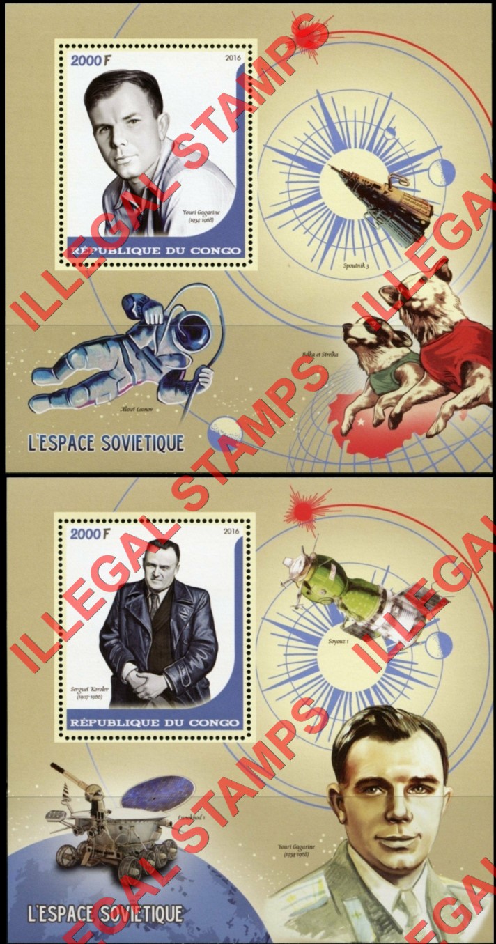Congo Republic 2016 Space Soviets Illegal Stamp Souvenir Sheets of 1
