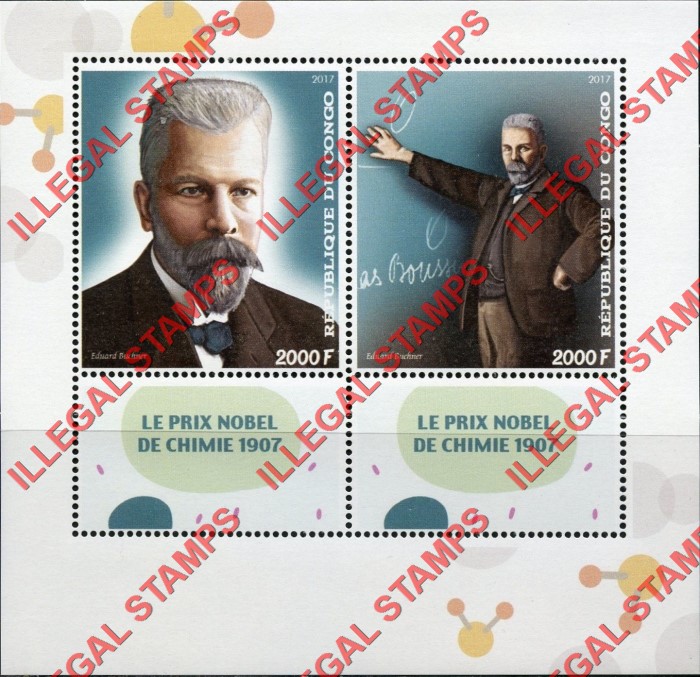 Congo Republic 2017 Eduard Buchner Illegal Stamp Souvenir Sheet of 2