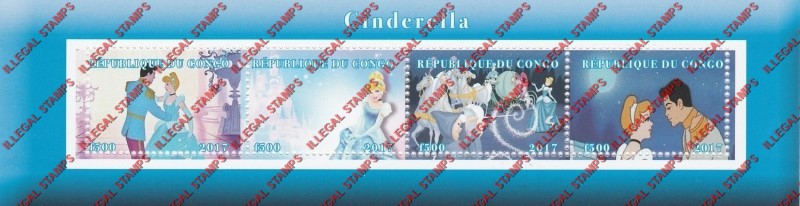 Congo Republic 2017 Cinderella Illegal Stamp Souvenir Sheet of 4