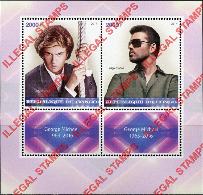 Congo Republic 2017 George Michael Illegal Stamp Souvenir Sheet of 2