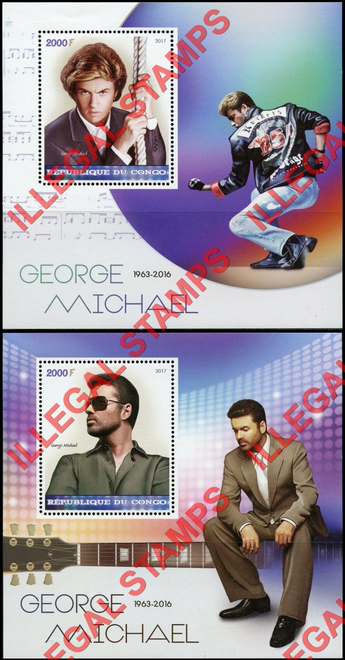 Congo Republic 2017 George Michael Illegal Stamp Souvenir Sheets of 1