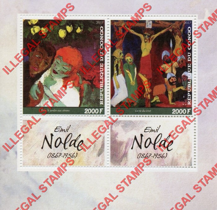 Congo Republic 2017 Paintings Nolde Illegal Stamp Souvenir Sheet of 2