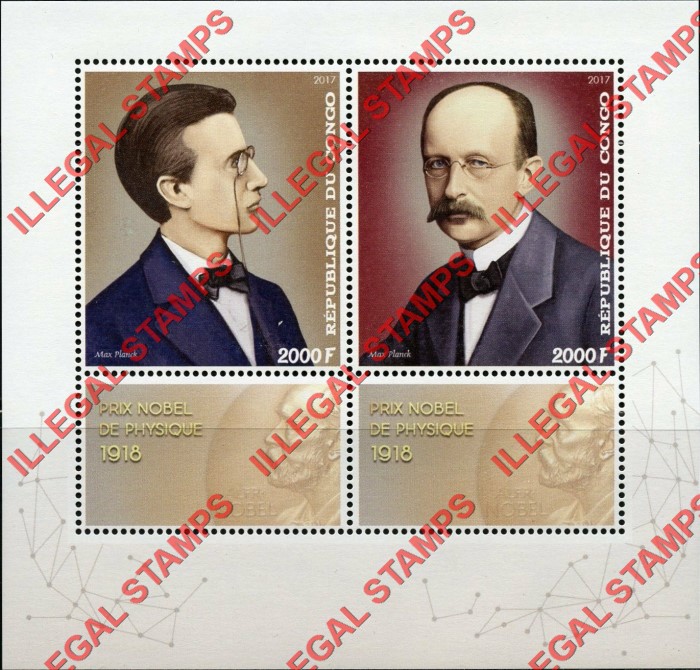 Congo Republic 2017 Max Planck Illegal Stamp Souvenir Sheet of 2