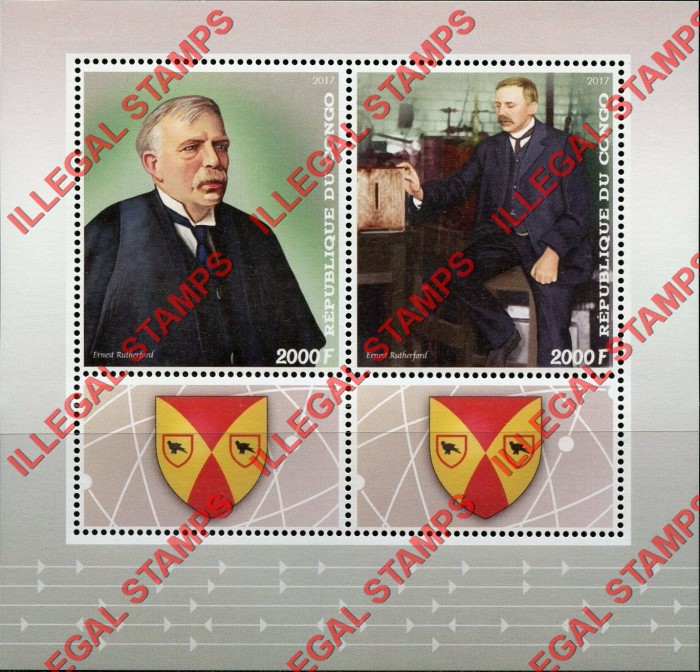 Congo Republic 2017 Ernest Rutherford Illegal Stamp Souvenir Sheet of 2